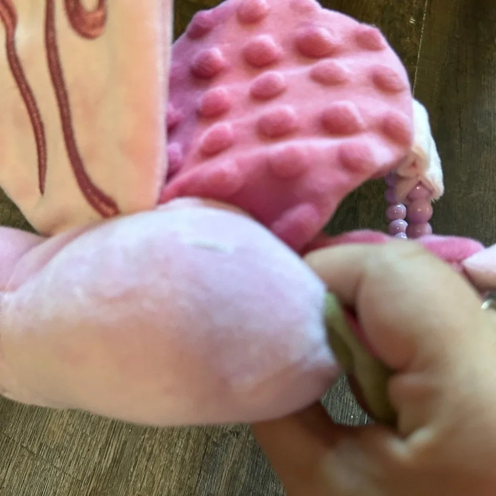 Dreamgro Baby Girl Pink Butterfly Plush Rattle Crinkle Teether Activity Buddy